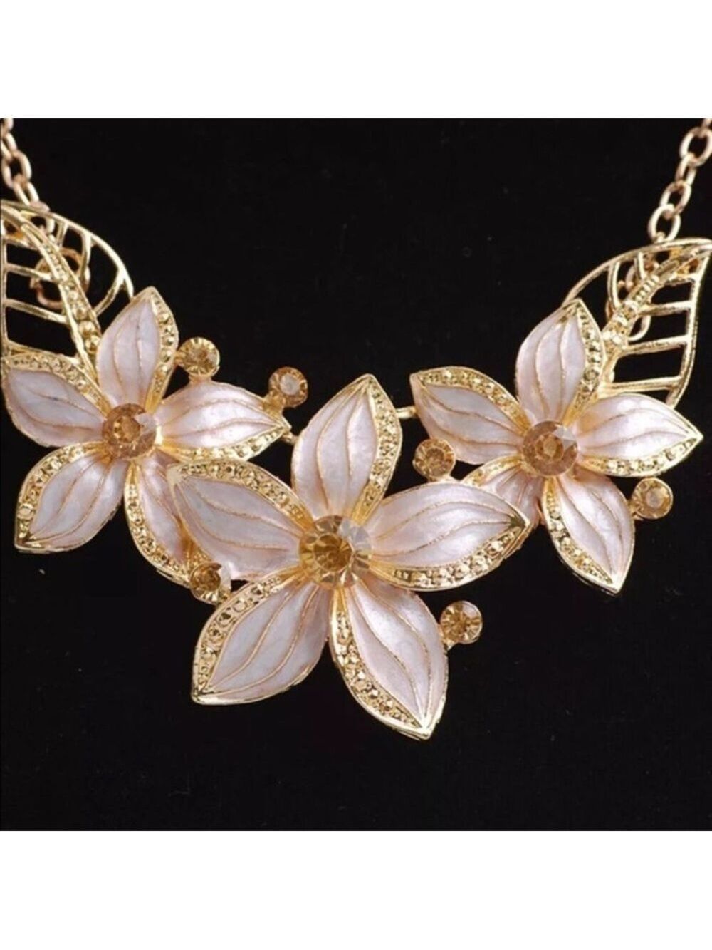 Crystal Flower Necklace & Earring Set - Picture 2 of 2